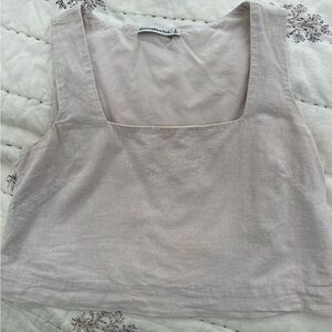 Abercrombie & Fitch Light Beige Linen Crop Top